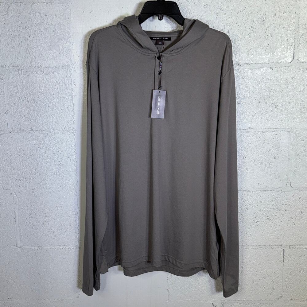 Michael Kors Men’s XXL Hooded Henley Shirt Concrete Gray  XXL $125